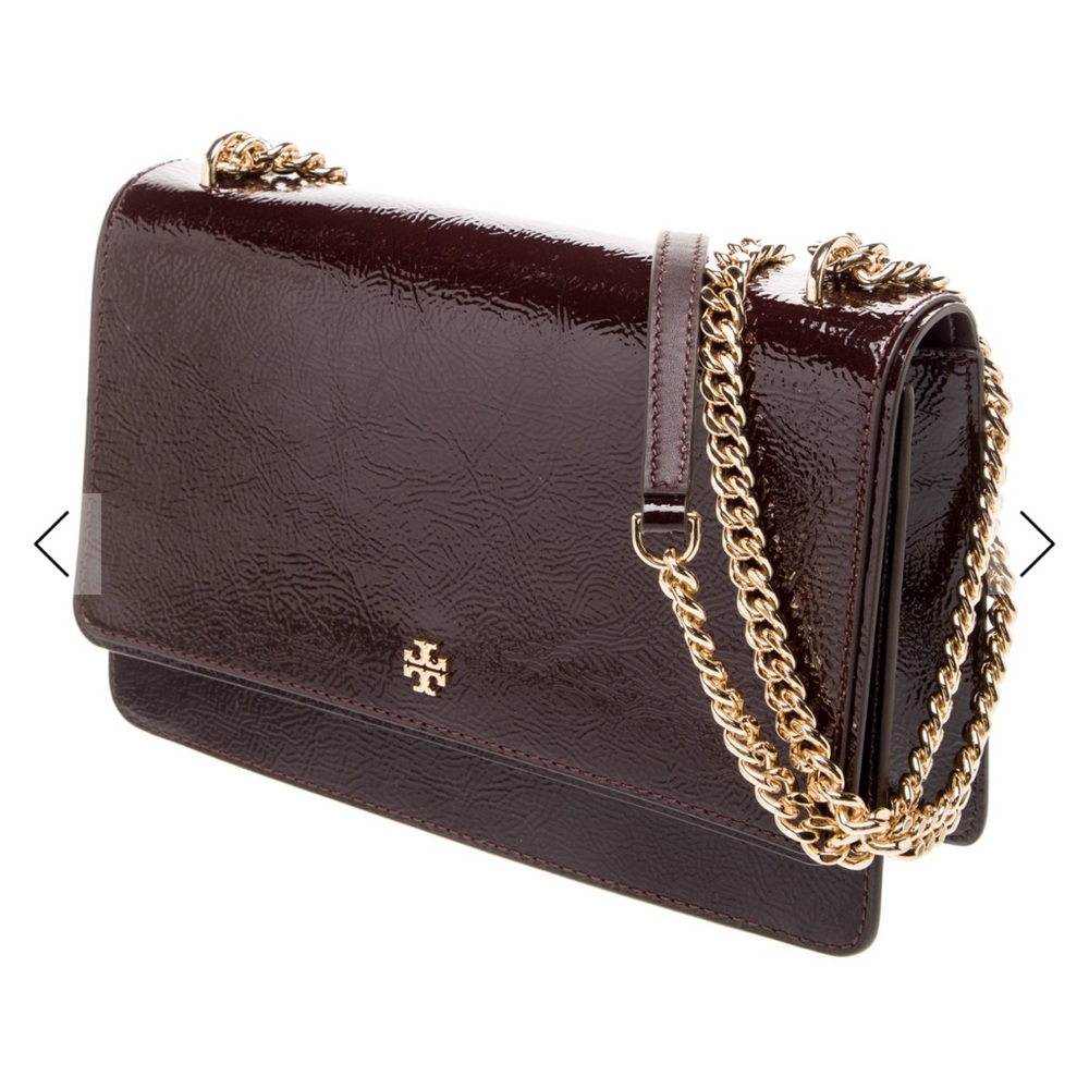 Tory Burch Patent Leather Chain Shoulder Bag & Wallet SET